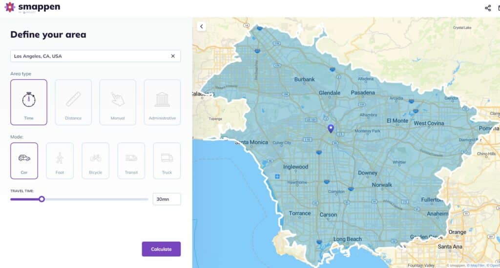 road trip radius map