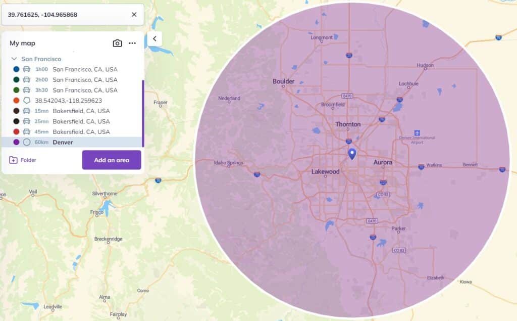 Example of a radius map