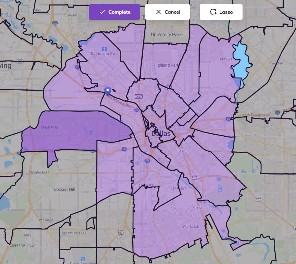 Dallas map by ZIP Codes