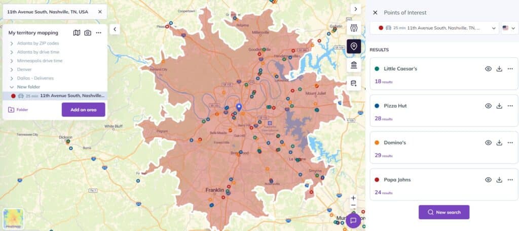 spot franchise and business on a map
