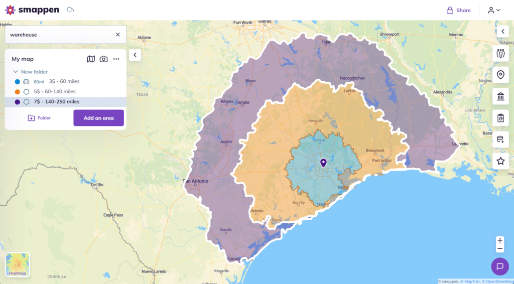 Create your shipping zones with Smappen