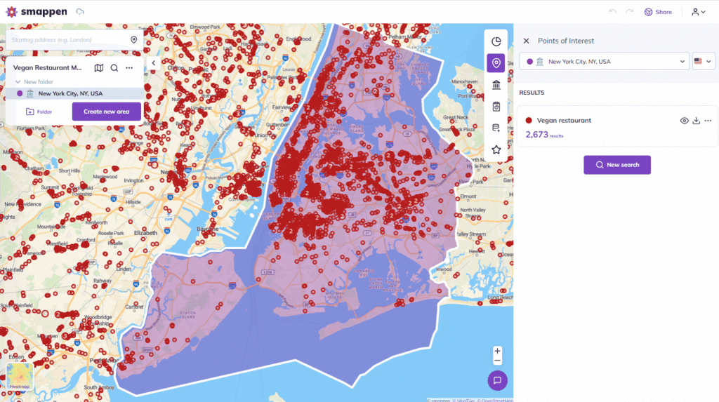 Map of vegan restaurants