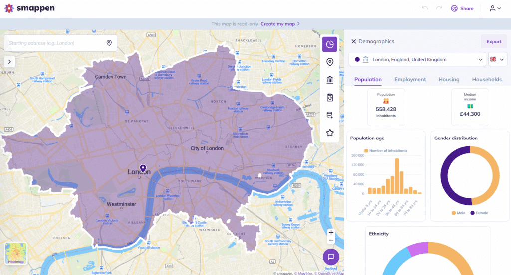 London population map and data - Smappen app