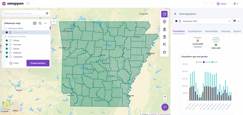 Arkansas map
