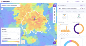 Heatmap and population data on Smappen - Franchise territory mapping