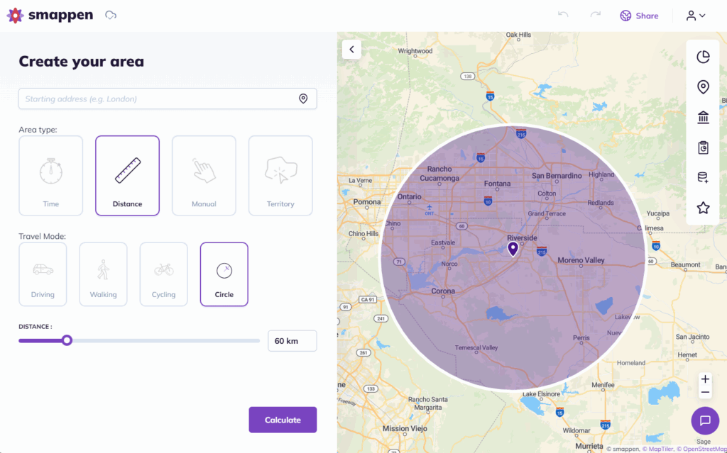 Radius Map on Smappen