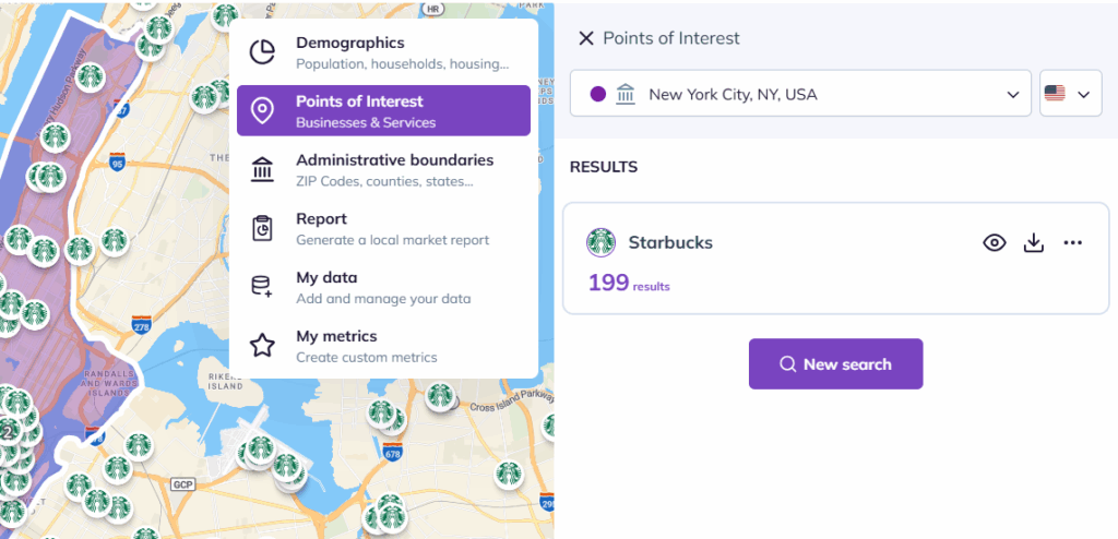 Starbucks coffee map NYC