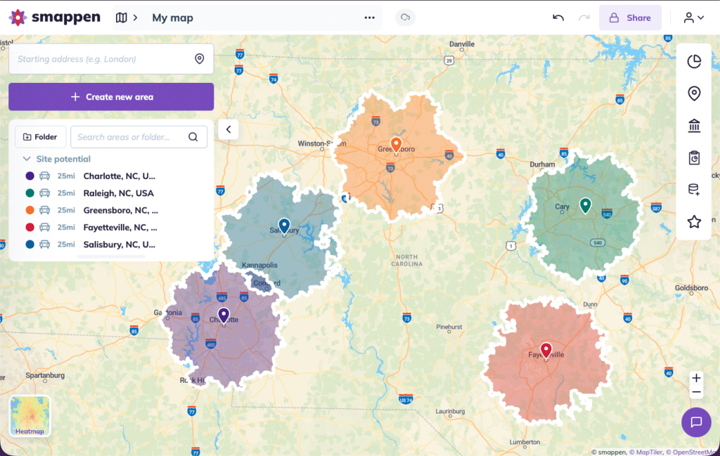 Smappen US site selection - Recommended solutions for site selection analysis