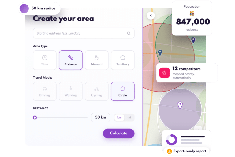Radius Map - Free Tool to Create Travel Radius on a Map | Smappen