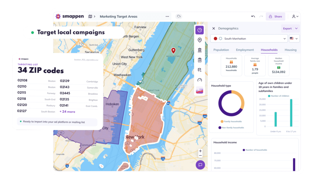 Demographics for marketing teams on Smappen